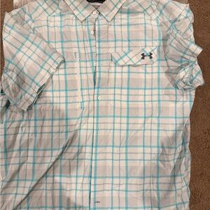 Under Armour Men's Aqua and White Plaid Shirt